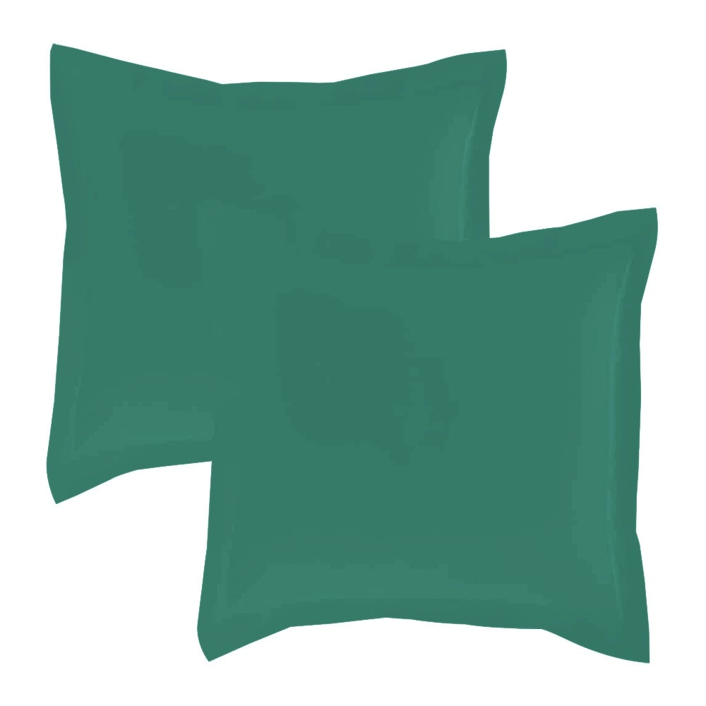 Lot de 2 taies d’oreiller percale 80 fils à volant plat - 100 % coton fibres longues, douceur premium, grand teint, Oeko-Tex