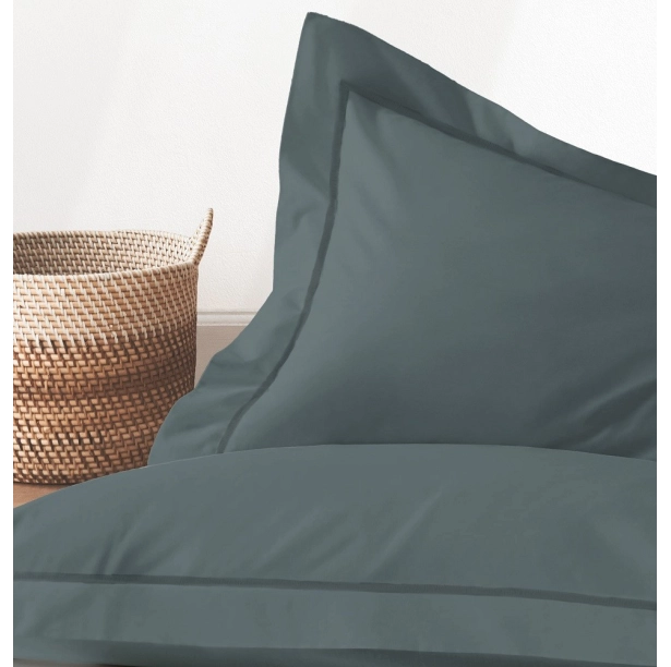 Lot de 2 taies d’oreiller percale 80 fils à volant plat - 100 % coton fibres longues, douceur premium, grand teint, Oeko-Tex