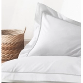 Lot de 2 taies d’oreiller percale 80 fils à volant plat - 100 % coton fibres longues, douceur premium, grand teint, Oeko-Tex
