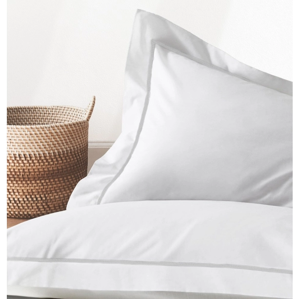 Lot de 2 taies d’oreiller percale 80 fils à volant plat - 100 % coton fibres longues, douceur premium, grand teint, Oeko-Tex
