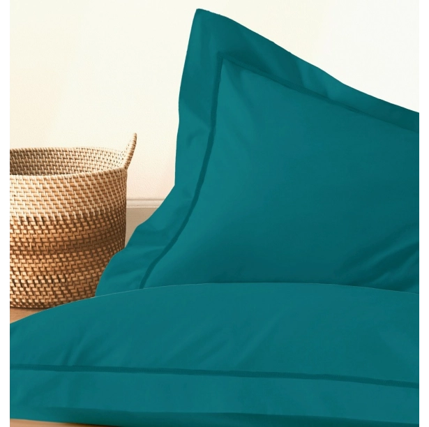 Lot de 2 taies d’oreiller percale 80 fils à volant plat - 100 % coton fibres longues, douceur premium, grand teint, Oeko-Tex
