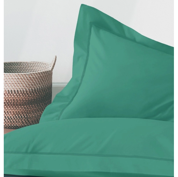Lot de 2 taies d’oreiller percale 80 fils à volant plat - 100 % coton fibres longues, douceur premium, grand teint, Oeko-Tex
