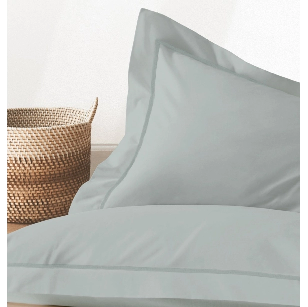 Lot de 2 taies d’oreiller percale 80 fils à volant plat - 100 % coton fibres longues, douceur premium, grand teint, Oeko-Tex