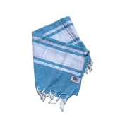 Foutas Turquesa Blanco 90x170cm 100% coton