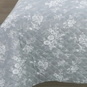 Couvre-lit gris floral 220x240cm + 2 taies 65x65cm