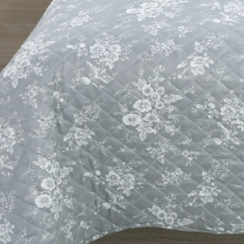 Couvre-lit gris floral 220x240cm + 2 taies 65x65cm