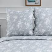 Couvre-lit gris floral 220x240cm zoom taies