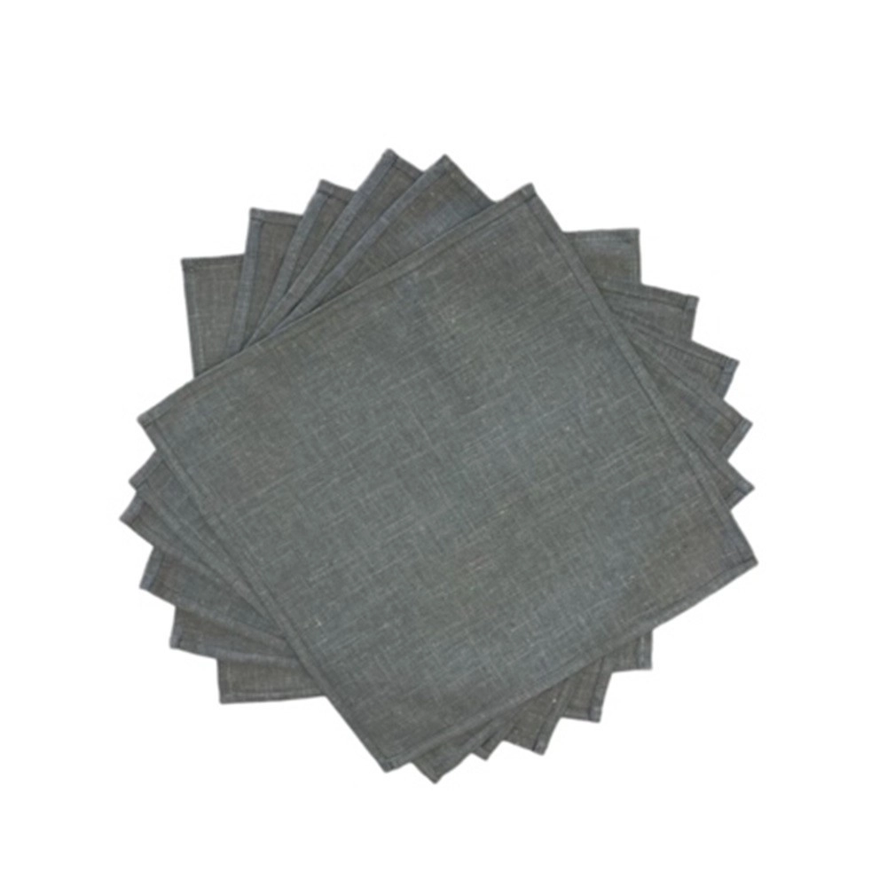 Nappe Brodée Gris Blanc 180x300 cm + 12 serviettes assorties