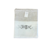 Nappe Brodée Monogramme Lin - 160x250 cm + 8 serviettes assorties