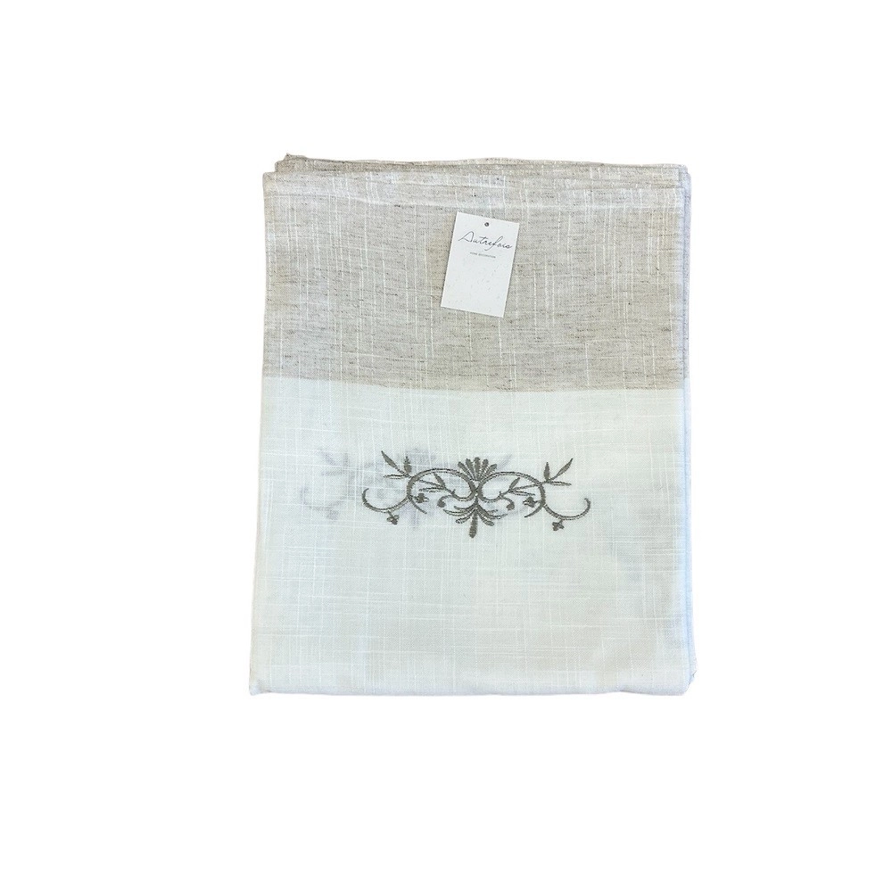 Nappe Brodée Monogramme Lin - 160x250 cm + 8 serviettes assorties