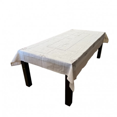 Nappe Brodée Monogramme Lin 160 x 250 cm