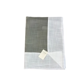 Nappe Brodée Blanc Gris - 160x250 cm + 8 serviettes assorties