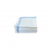 Lot de 6 Mouchoirs Fond Blanc Avec Lignes Colorées 100% coton 45x45cm pile