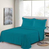 Parure de Draps 100% Percale de coton bleu canard