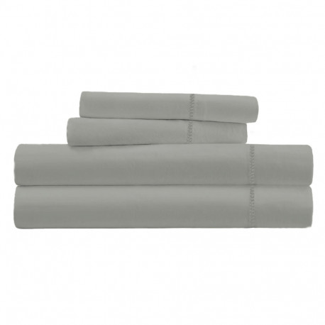 Parure de Draps percale de coton gris clair 4 pièces
