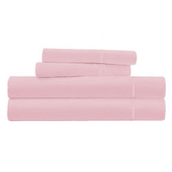 Parure de Draps percale de coton rose poudré 4 pièces