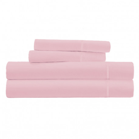 Parure de Draps percale de coton rose poudré 4 pièces