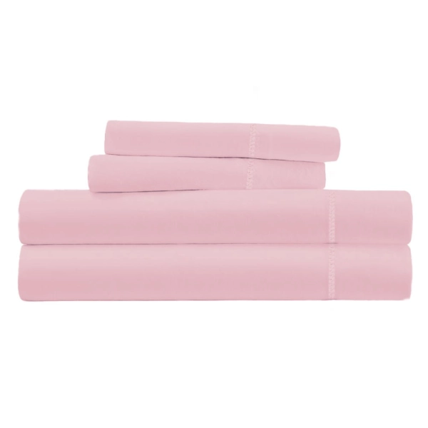 Parure de Draps percale de coton rose poudré 4 pièces