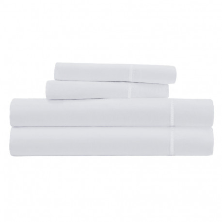 Parure de Draps percale de coton blanc 4 pièces