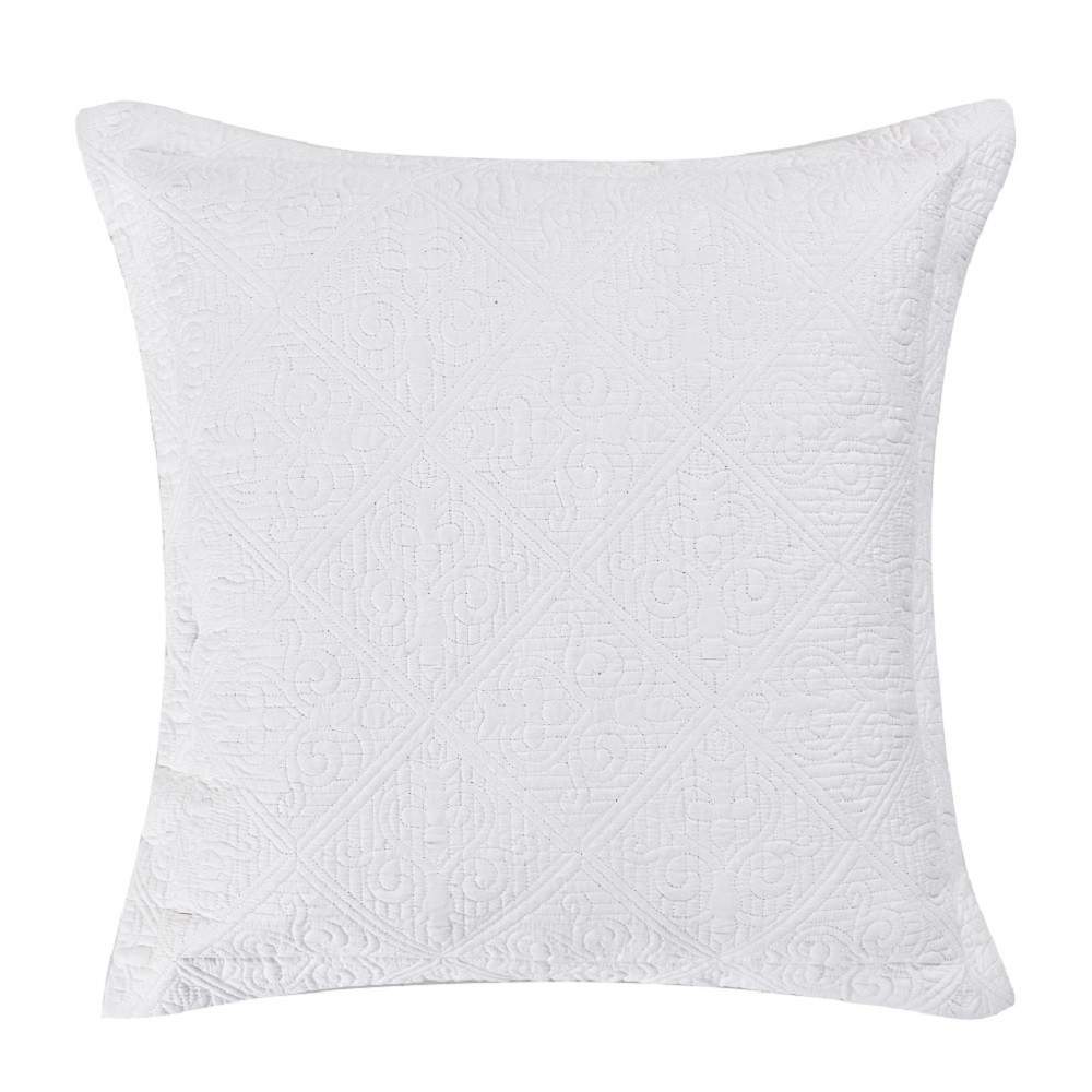 Couvre lit matelassé uni blanc 230x250 cm + 2 taies 65x65 cm - Boutis 2 personnes, confort et élégance