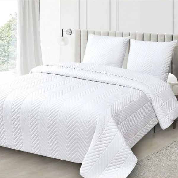 Couvre lit M23-6012 géométrique uni blanc