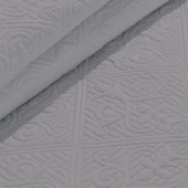Couvre lit matelassé uni gris 180x240 cm pour lit 1 personne - Boutis avec envoloppe percale de coton + taie d’oreiller 65x65 cm