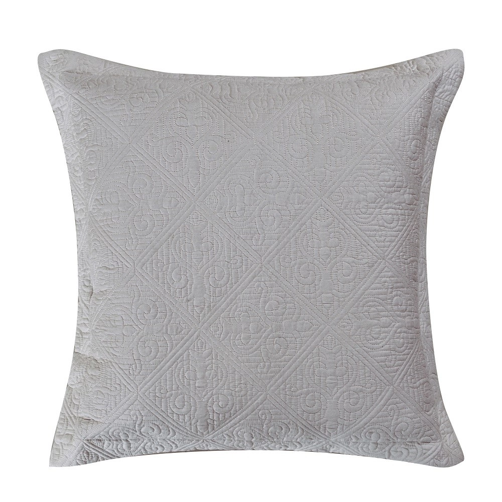 Couvre lit matelassé uni gris 180x240 cm pour lit 1 personne - Boutis avec envoloppe percale de coton + taie d’oreiller 65x65 cm