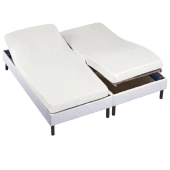 Drap housse 2x80x200 cm blanc pour lit articulé tête/pieds relevables - 100 % coton, Fabrication française, confort durable