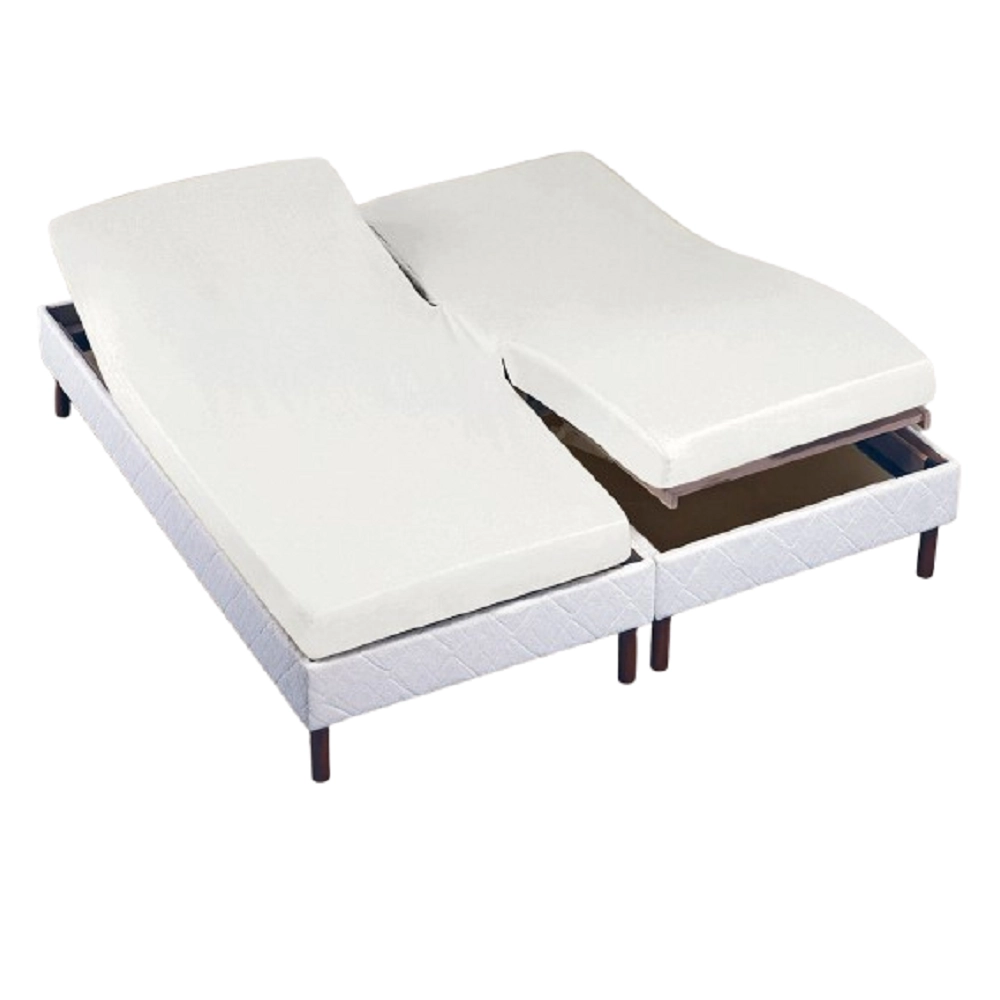 Drap housse 2x80x200 cm blanc pour lit articulé tête/pieds relevables - 100 % coton, Fabrication française, confort durable