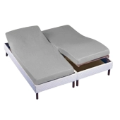 Drap housse gris souris 2x80x200 cm pour matelas têtes et pieds relevables - 100 % coton, bonnet 30 cm, fabrication française