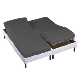 Drap housse gris anthracite 2x70x190 cm pour lit électrique - Forme chausson, fabrication française, coton 57 fils, bonnet 30 cm