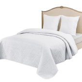 Couvre lit matelassé uni blanc 230x250 cm + 2 taies 65x65 cm - Boutis 2 personnes, confort et élégance