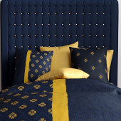 Taies d'oreiller bleu et jaune 63x63cm