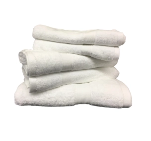 Lot de 5 Grandes Serviettes Eponge 600 g/m²  100 % coton - Blanche