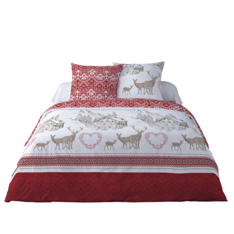 Housse De Couette 240x220 Cm + 2 Taies En Flanelle 100% Coton - Parure Chaude Et Douce Pour Lit 2 Personnes