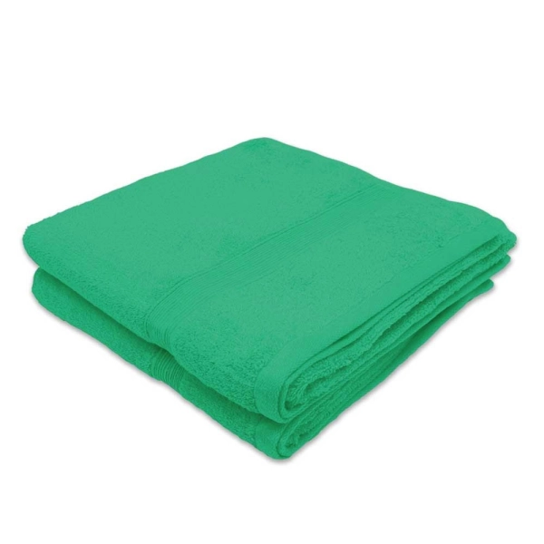 Lot de 2 Serviettes / draps de bain 50x100 cm Eponge 600 g/m²  100 % coton vert printemps