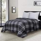 Couette Microfibre Gris & Nuit rayée 220x240cm