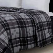 Détails de la couette microfibre 600g Gris et nuit Rayé