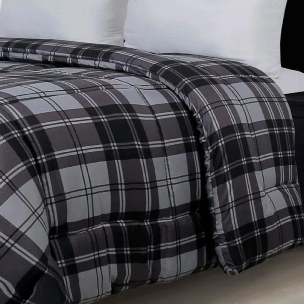Couette Microfibre Gris & Nuit rayée 220x240cm