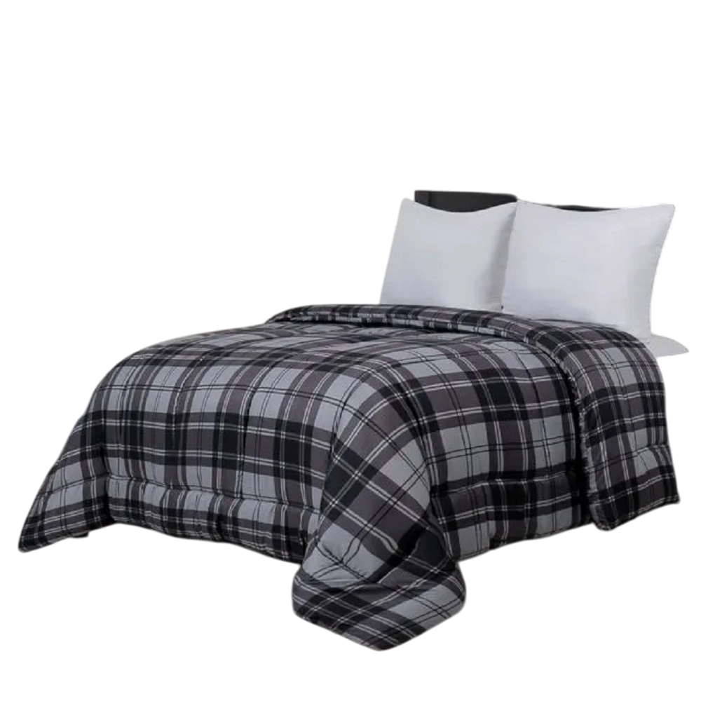 Couette Microfibre Gris & Nuit rayée 220x240cm
