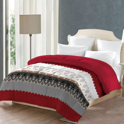 Couette microfibre 600g douceur rouge et blanche image d'ambiance