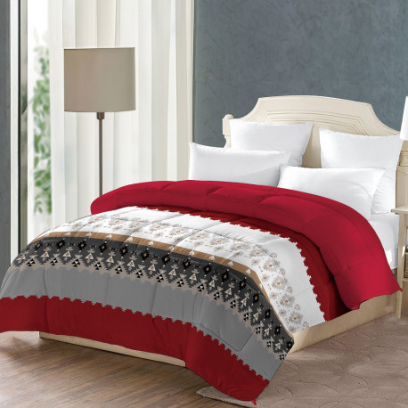Couette microfibre 600g douceur rouge et blanche image d'ambiance