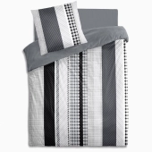 Housse de couette Géométrique Gris - 100% coton 57fils - Grand teint - Dessin exclusif + taie(s) d'oreiller 65x65cm