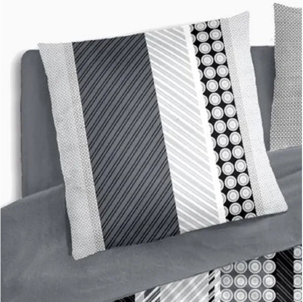 Housse de couette Géométrique Gris - 100% coton 57fils - Grand teint - Dessin exclusif + taie(s) d'oreiller 65x65cm