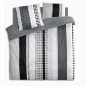 Housse de couette Géométrique Gris - 100% coton 57fils - Grand teint - Dessin exclusif + taie(s) d'oreiller 65x65cm