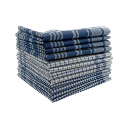 Lot de 12 mouchoirs à carreaux 3 dessins 40x40cm