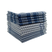 Lot de 12 mouchoirs 40x40 cm en coton - 3 motifs à carreaux bleu et blanc, doux, réutilisables et écologiques pour le quotidien