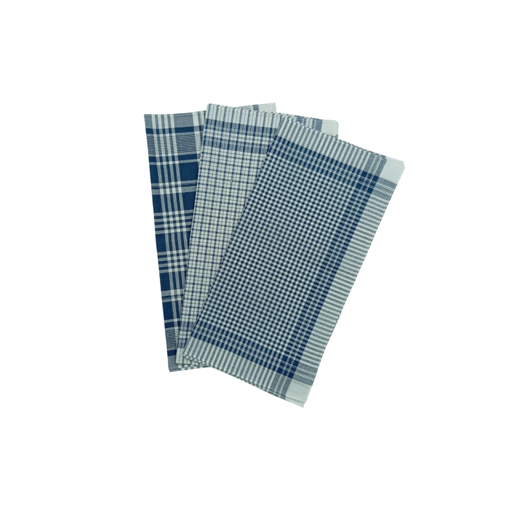 Lot de 6 mouchoirs quadrillés 40x40 cm - 100 % coton, carreaux mixtes bleux et blancs, doux et absorbants et réutilisables