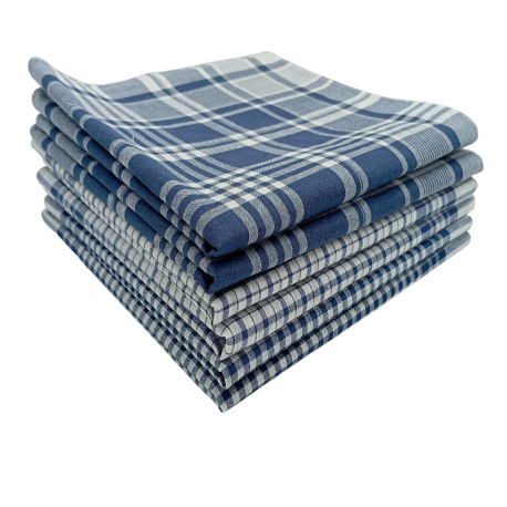 Visuel lot de 6  mouchoirs quadrillés 100% coton 40x40cm