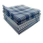 Lot de 6 mouchoirs quadrillés 40x40 cm - 100 % coton, carreaux mixtes bleux et blancs, doux et absorbants et réutilisables
